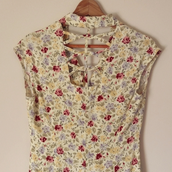 Soft Yellow Floral Button Front Maxi Dress Size 10 - Picture 5 of 6